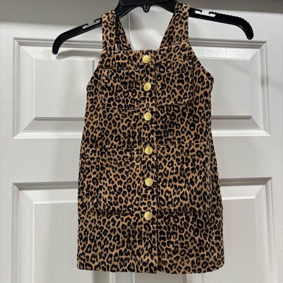 NWT J. Crew Crewcuts Girl’s Corduroy Leopard Button Front Dress Size 4 - Picture 5 of 11